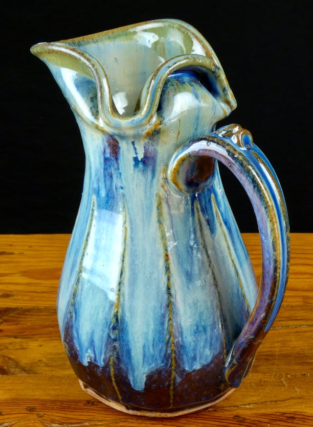 Handmade Stoneware Juice Pitcher in Puff Blue Glaze